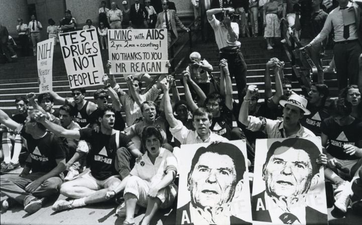 People protesting in 1959 because of HIV/AIDS