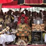Historical/archival image or artistic reconstruction of an Asante royal ceremony.